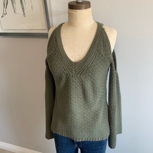 American Rag Olive Cold-Shoulder V-Neck Sweater